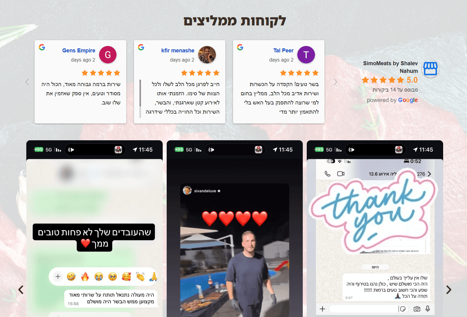 סימו מיטס - לקוחות ממליצים