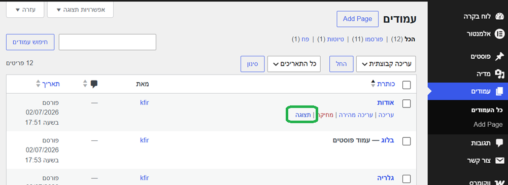 אפשרות תצוגה במסך העמודים